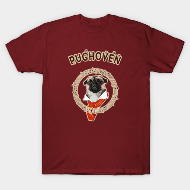 PUG HOVEN, the Pug Dog musican T-Shirt by aastal72